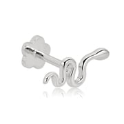 AVORA 14K White Gold Snake Cartilage Piercing Flat Back Earring Body Jewelry 18 Gauge