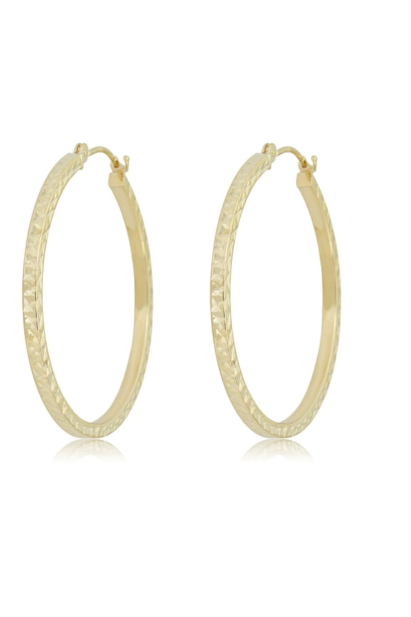 AVORA 14K Yellow Gold 2mm Diamond-Cut Hoop Earrings
