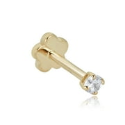 AVORA 14K Yellow Gold 2mm Simulated Diamond CZ Cartilage Piercing Flat Back Earring Body Jewelry (18 Gauge)