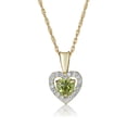 thumbnail image 1 of AVORA 14K Yellow Gold August Birthstone- Genuine Peridot with Simulated Diamond CZ Heart Halo Pendant Necklace with 18" Chain, 1 of 5