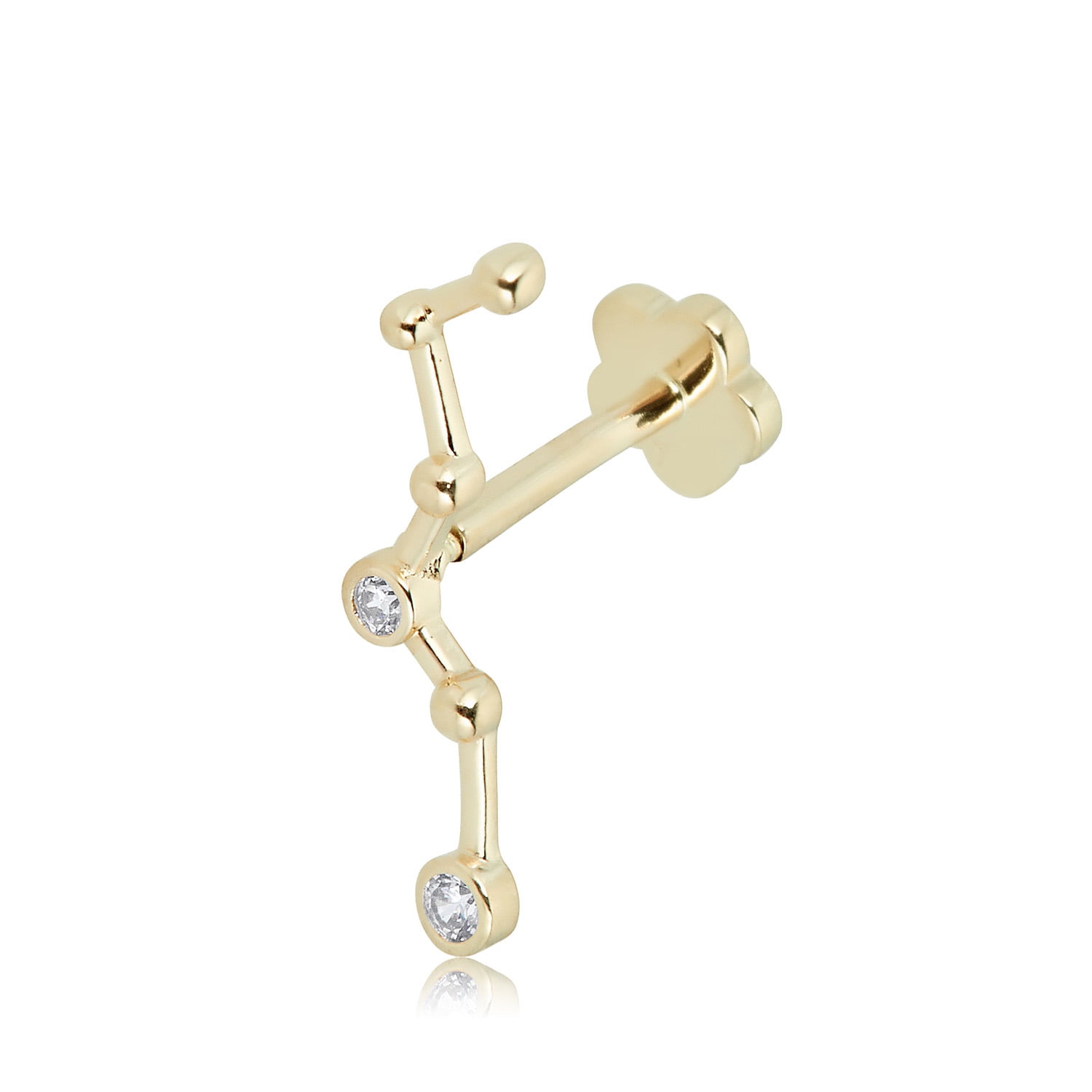 AVORA 14K Yellow Gold Simulated Diamond CZ Snake Cartilage Piercing Flat Ba