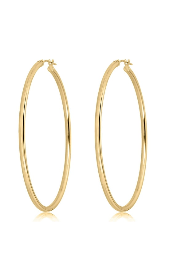AVORA 14K Yellow Gold Classic Polished 2mm Tube Hoop Earrings
