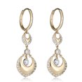 thumbnail image 1 of AVORA 14K Yellow Gold Dangling Simulated Diamond CZ Fancy Huggie Hoop Earrings, 1 of 6