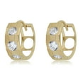 thumbnail image 1 of AVORA 14K Yellow Gold Fancy Simulated Diamond CZ Huggie Hoop Earrings, 1 of 6