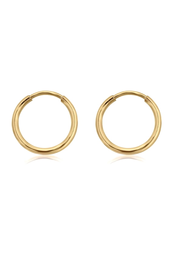 AVORA 14K Yellow Gold-Filled 1.25 mm Thick 9.5mm Endless Hoop Earrings