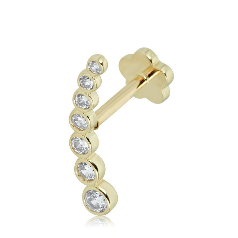 14k Yellow Gold Bezel Set CZ Cartilage Hoop Ring 14k Yellow Gold Bezel Set CZ Cartilage Hoop Ring