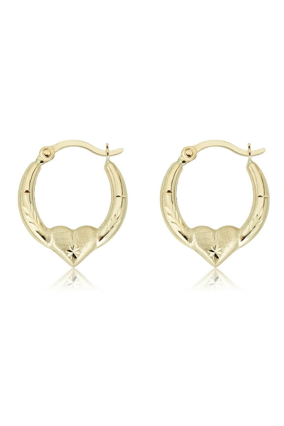 AVORA 14K Yellow Gold Heart Creole Hoop Earrings