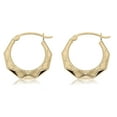 thumbnail image 1 of AVORA 14K Yellow Gold Multi-Finish Hexagon Hoop Earrings, 1 of 6