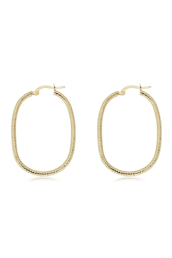 AVORA 14K Yellow Gold Oval-shaped Diamond-cut Hoop Earrings