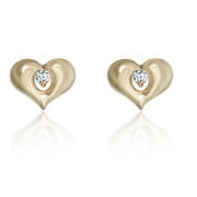 AVORA 14K Yellow Gold Simulated Diamond CZ Heart Stud Earrings