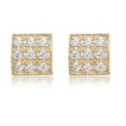thumbnail image 1 of AVORA 14K Yellow Gold Square Pave Simulated Diamond CZ Stud Earrings, 1 of 6