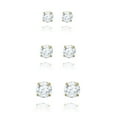 thumbnail image 1 of AVORA 3-pair 10K Yellow Gold Round Simulated Diamond CZ Stud Earrings Set, (3mm,4mm & 5mm), 1 of 4