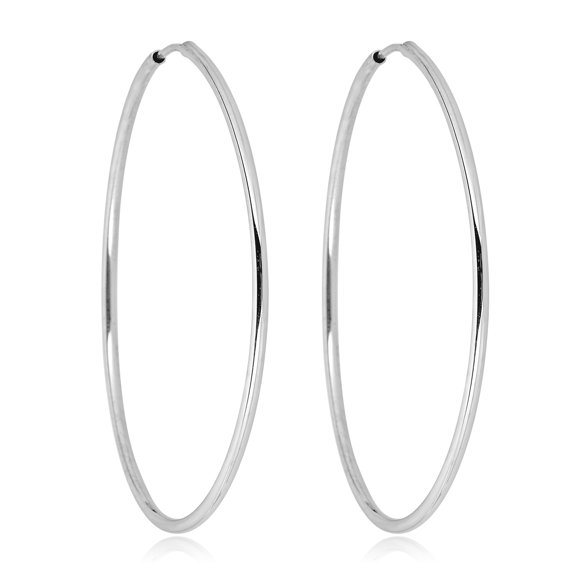 AVORA 925 Sterling Silver 1.25mm Thick 40mm Hoop Earrings