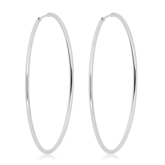 AVORA 925 Sterling Silver 1.25mm Thick 45mm Hoop Earrings
