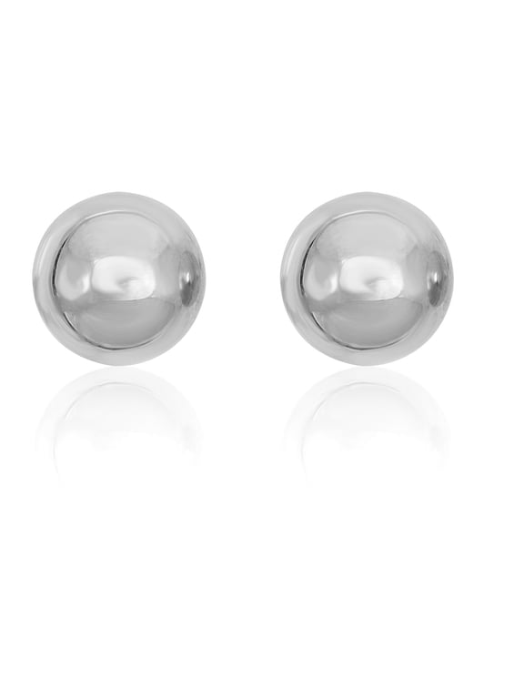 AVORA 925 Sterling Silver 10mm Polished Ball Stud Earrings