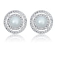 thumbnail image 1 of AVORA 925 Sterling Silver 5.25mm Freshwater Pearl and Simulated Diamond CZ Halo Stud Earrings, 1 of 6