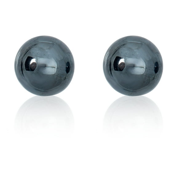 AVORA 925 Sterling Silver 6mm Hematite Ball Stud Earrings