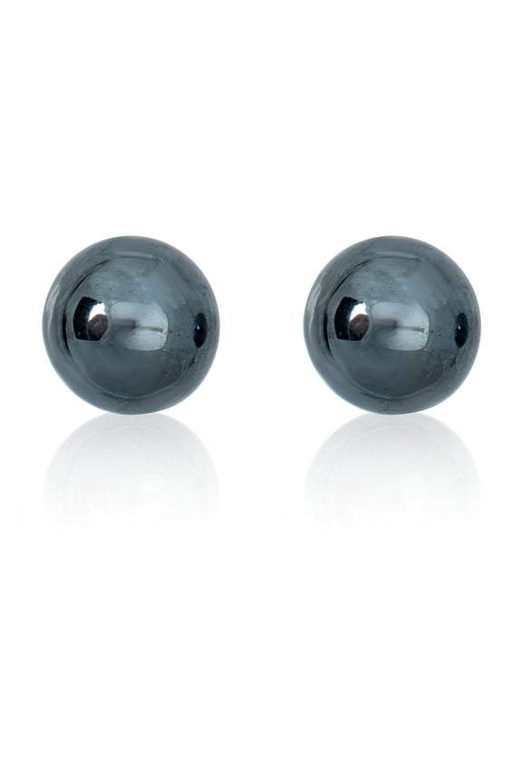AVORA 925 Sterling Silver 6mm Hematite Ball Stud Earrings