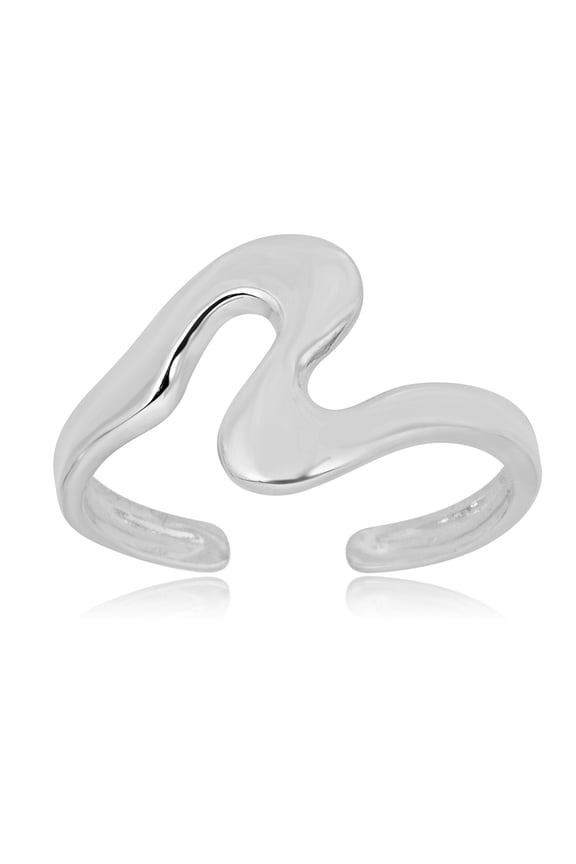 AVORA 925 Sterling Silver Adjustable Wave-Style Toe Ring