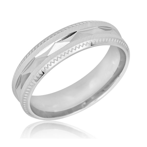 AVORA 925 Sterling Silver Men's 6mm Milgrain Edge Wedding Band Ring - Size 10