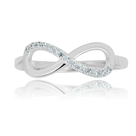 AVORA 925 Sterling Silver Simulated Diamond CZ Infinity Fashion Ring - Size 7