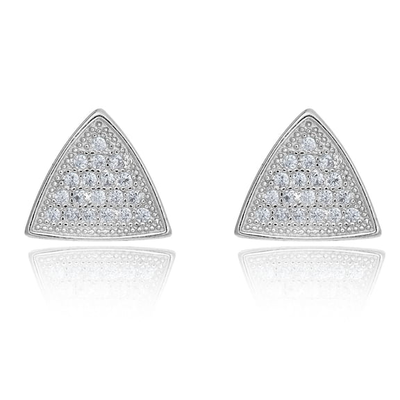 AVORA 925 Sterling Silver Simulated Diamond CZ Triangle Men's Hip Hop Stud Earrings