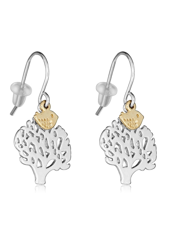 AVORA 925 Sterling Silver Tree of Life Fish Hook Dangle Drop Earrings