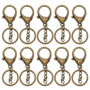 AVPAVP 10 Pieces Antique Brass Alloy Key Chain Rings Plating Non Fading Simple Keychain Bag Buckle Lobster Clasp Hook for DIY Crafts and Accessories