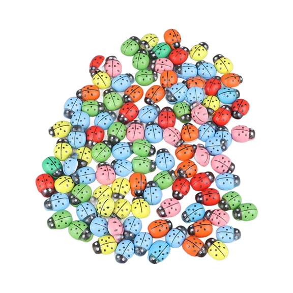 AVPAVP 100 Pieces Colorful Wooden Ladybird Buttons Cute Adhesive Decorative Animal Wood Fasteners for DIY Crafts Clothes Bags Scrapbooking and Sewing Projects