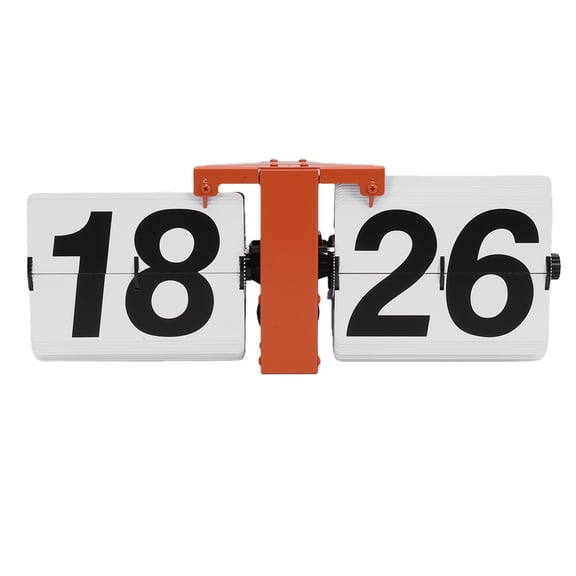 AVPAVP 14-Inch Retro Mechanical Automatic Flip Clock, 24 Hour Digital Display Tabletop or Wall Mounted Vintage Desk Clock for Home Living Room Office Decor, White and Orange