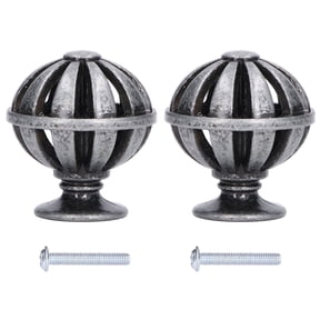 AVPAVP 2-Piece Birdcage Cabinet Knob Set, Antique Silver Zinc Alloy Hollow Round Knobs for Drawers, Wardrobes, Cabinets and Closets, 1.5 in