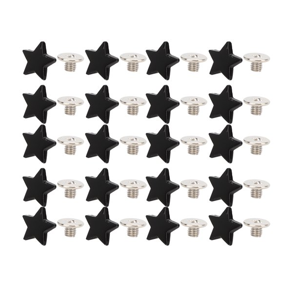 AVPAVP 20 Pieces Star Shape Rivet Stud Button DIY Clothes Shoes Decoration Accessories with Screws Bright Black