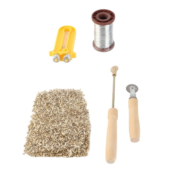 AVPAVP Beekeeping Starter Tools Kit, Includes Manual Iron Wire Embedder, Beehive Frame Wire Tensioner, Copper Eyelets, and Iron Wires for Bee Habitat