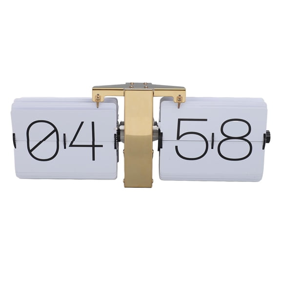 AVPAVP Big Flip Clock, 24-Hour Numeric Display, Gold Frame with White Pages, Easy-Read Tabletop or Wall Mount Decorative Clock