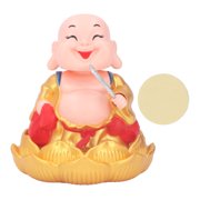 AVPAVP Gold Maitreya Buddha Decorative Figurine, Solar-Powered Automatic Nodding Smiling Statue for Car Dashboard, Office Desk, Window and Home Display, 4.5 in