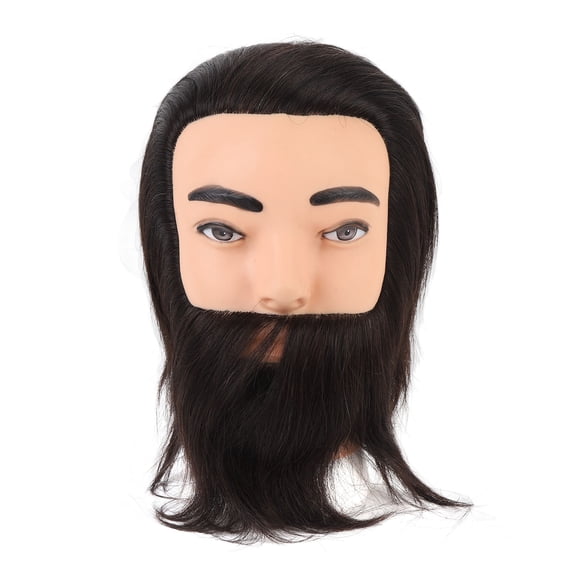 AVPAVP Male Mannequin Head with Beard Resin PVC Realistic Hairdresser Training Head for Salon Hair Styling Display Precise Trim Practice Black 100% Real Hair