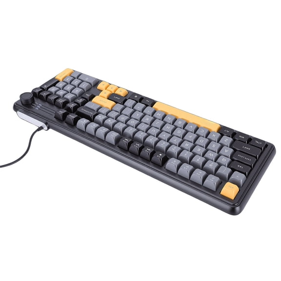 AVPAVP Wired Usb Gaming Keyboard with Control Knob, Ergonomic Backlit Full-Size Membrane Design for Work, Typing and PC Games, Compatible with Multiple Desktop Operating Systems