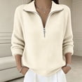 thumbnail image 1 of AVRNLIQ Womens Quarter Zip Ribbed Knit Oversized Pullover Sweater, Relaxed Fit Long Sleeve,Size M, 1 of 5