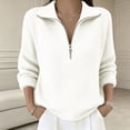 thumbnail image 1 of AVRNLIQ Womens Ribbed Knit Oversized Quarter Zip Pullover Sweater, White, Relaxed Fit,Size XL, 1 of 5