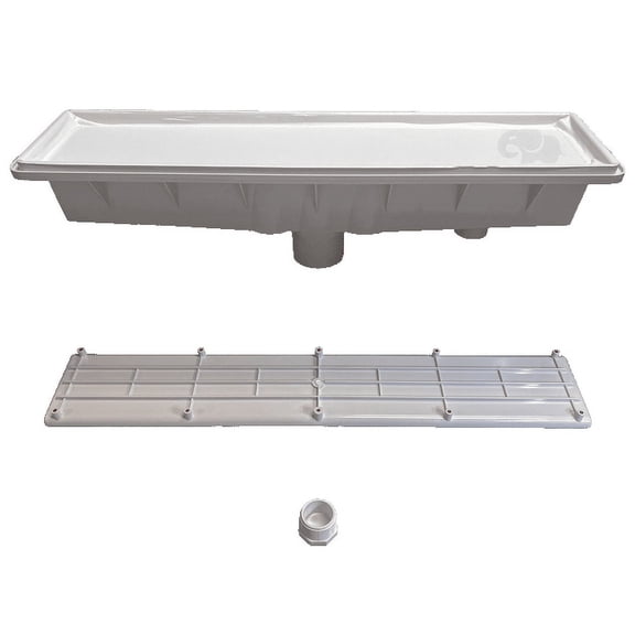 AVSC Single Pebble Top Channel Drain White - Pentair In-Floor(A&A) -280073