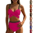 thumbnail image 1 of AVTOIFY And Ladies' Fashionable Solid Color Casual Backless Camisole One-Piece Bikini Set Swimsuit Set, 1 of 7