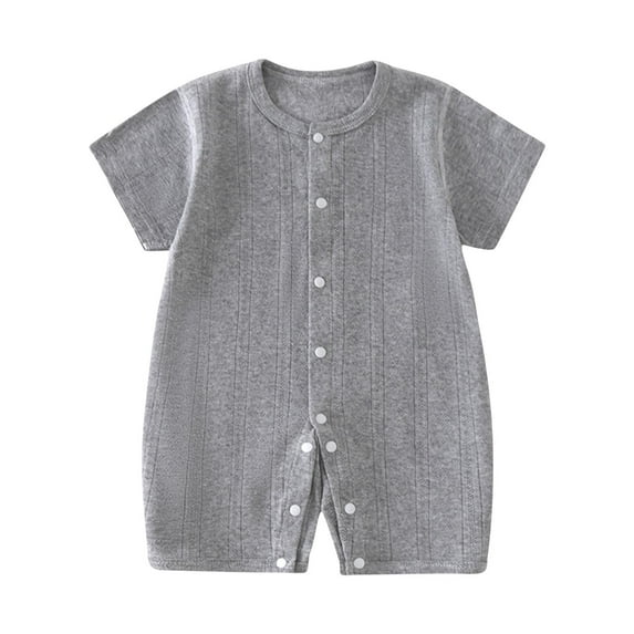 AVTOIFY Baby Onesie, Baby Bodysuit, Baby Romper, Children's Solid Color Comfortable Jumpsuit Baby Summer Short Sleeved Breathable Bag Fart Clothes Gray 9 Months