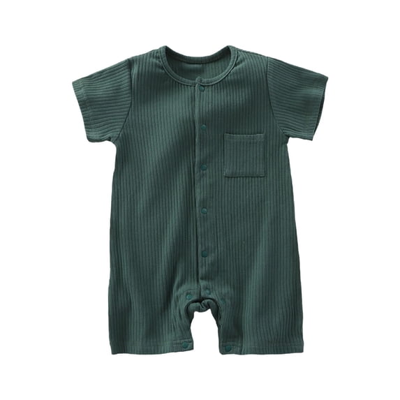 AVTOIFY Baby Onesie, Baby Bodysuit, Baby Romper, Children's Solid Color Round Neck Short Sleeved Jumpsuit Baby Summer Breathable Bag Fart Green 1 Years