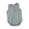 thumbnail image 1 of AVTOIFY Baby Onesie, Baby Bodysuit, Baby Romper, Children's Solid Color Round Neck Sleeveless Jumpsuit Baby Summer Breathable Bag Fart Green 3 Months, 1 of 3