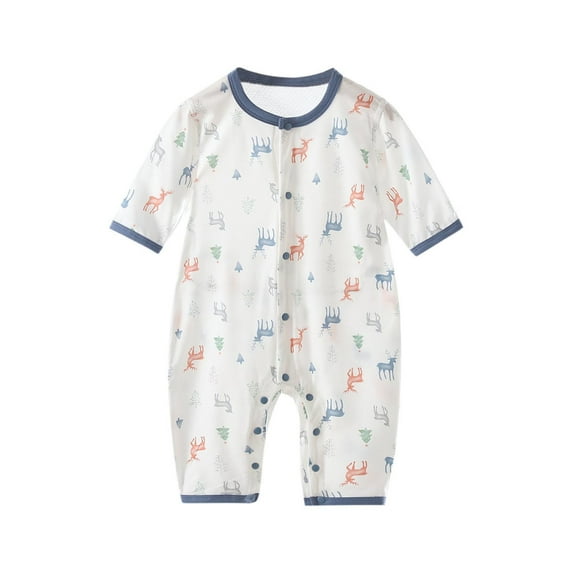 AVTOIFY Baby Onesie, Baby Bodysuit, Baby Romper, Newborn Baby Summer Thin Quarter Sleeved Air-conditioned Suit Jumpsuit Climbing Suit Print Pajamas White 2 Months