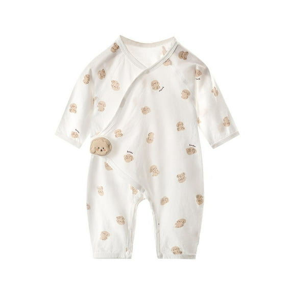 AVTOIFY Baby Onesie, Baby Bodysuit, Baby Romper, Newborn Summer Thin Clothes Long Sleeved Air-conditioned Clothes Jumpsuit Crawling Clothes Clothes Brown 3 Months