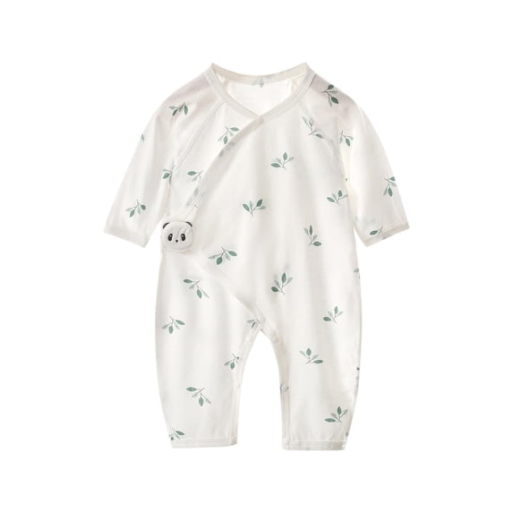 Avtoify Summer Kids Rompers Long Sleeve Seamless Wrap Bodysuit with Figure Print Cotton for 0-6 Month Newborn Boys Girls Summer Wear