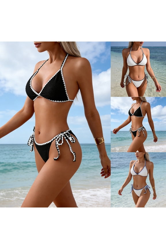 Backless Neck High-end Hanging Ladies' Split One-Piece Bikini Set Swimsuit