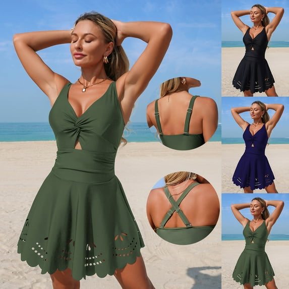 AVTOIFY Color Solid Sling Women's Comfortable Swim Shorts Swimsuit Bikini Swimsuit