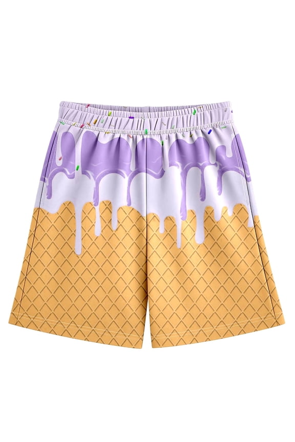 Girls Shorts, Shorts for Girls, Boys Girls Summer Printing Beach Fitness Run Casual Sports Mesh Breathability Shorts Pants, Toddler Girl Clothes, Girls Summer Clothes, Purple